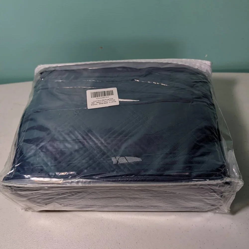 Inron King‎ Size Blue Quilt & 2 pillow Shams